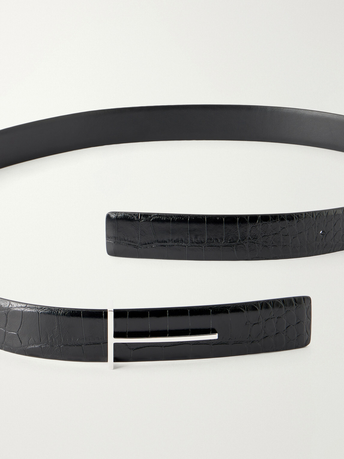 TOM FORD - 2.5 cm Croc-Effect Leather Belt - Black