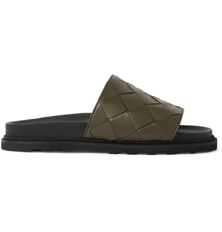 Photo: Bottega Veneta - Intrecciato Leather Slides - Green