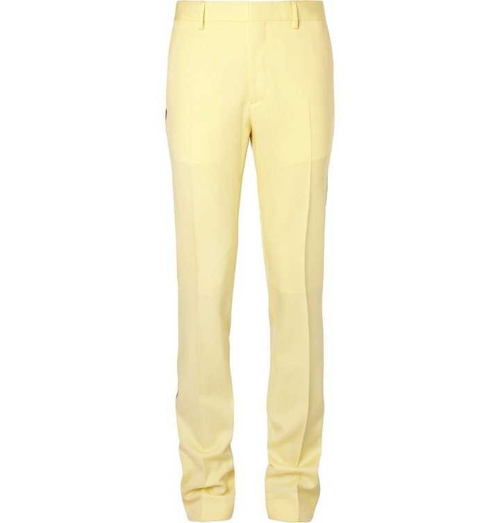 Photo: CALVIN KLEIN 205W39NYC - Striped Virgin Wool-Gabardine Trousers - Men - Yellow