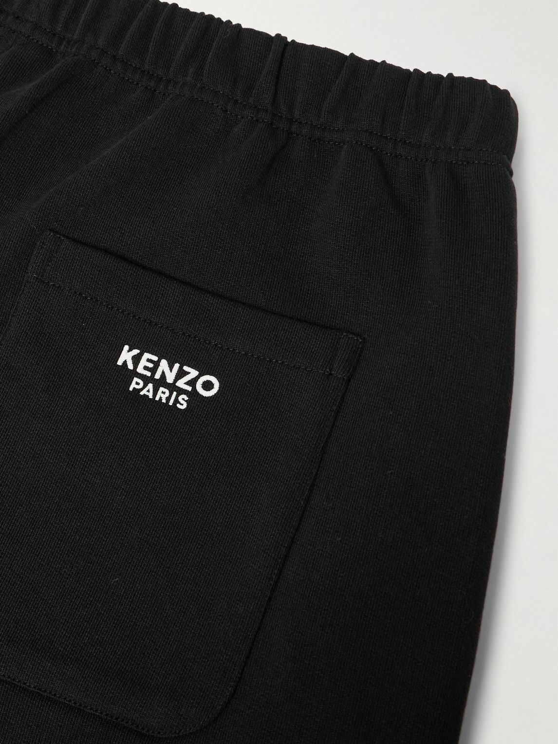 KENZO - Tapered Logo-Embroidered Appliquéd Cotton-Jersey Sweatpants - Black