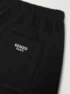 KENZO - Tapered Logo-Embroidered Appliquéd Cotton-Jersey Sweatpants - Black