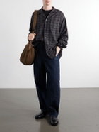Graphpaper - Camp-Collar Checked Wool-Basketweave Shirt - Gray