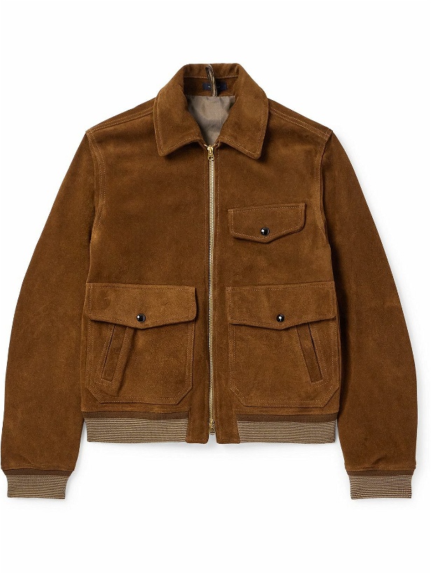 Photo: Drake's - A2 Suede Bomber Jacket - Brown