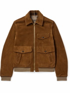 Drake's - A2 Suede Bomber Jacket - Brown