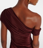 Galvan Asymmetric draped jersey maxi dress