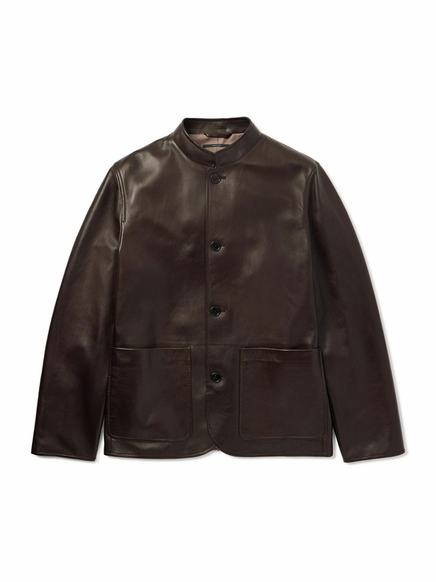 Photo: Dunhill - Nehru-Collar Leather Driving Jacket - Brown