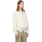 BOSS Off-White Zipper Neck Structured Cotton Sweatshirt