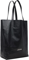 Jean Paul Gaultier Black & Brown Coated Canvas Printed Wood Tote