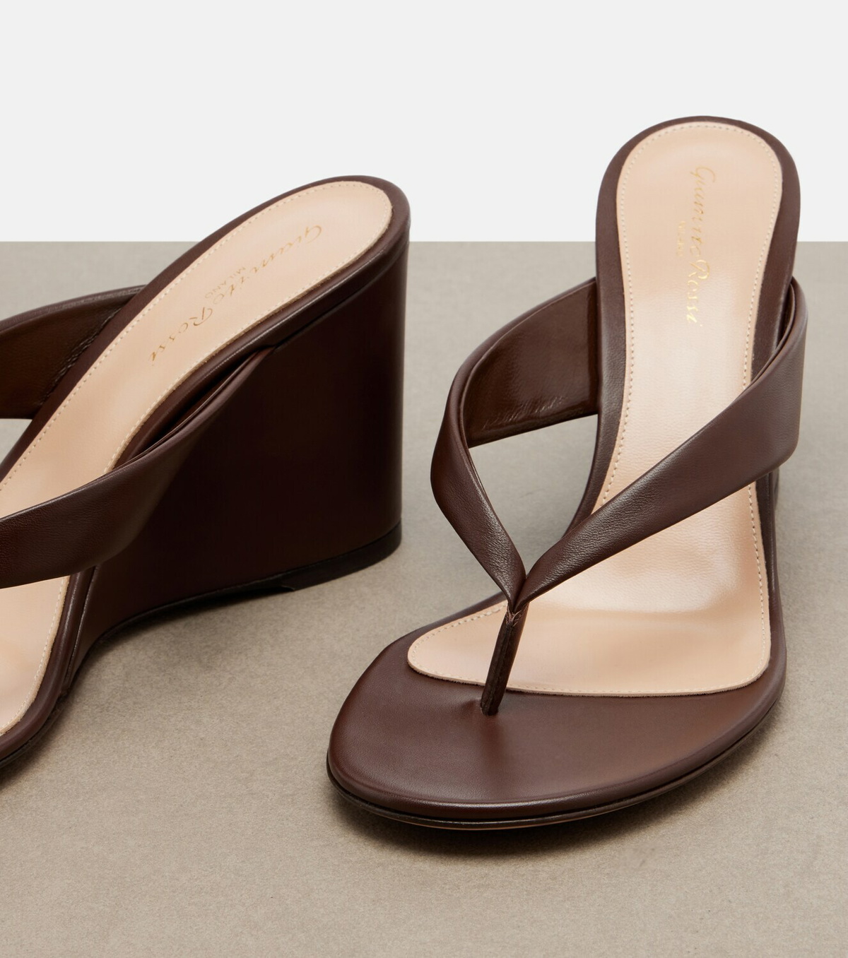 Gianvito Rossi Leather wedge thong sandals
