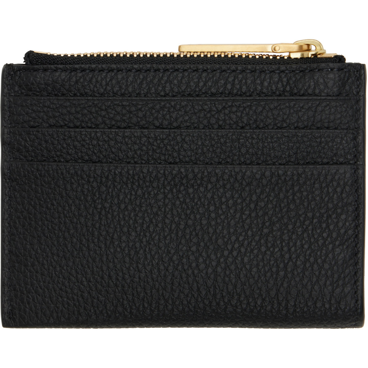 Thom Browne Black Soft Pebble Grain Zip Top Card Holder