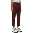 Thom Browne Burgundy Mid Rise Slim Fit Side Vent Trousers