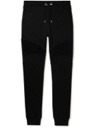 Balmain - Skinny-Fit Panelled Cotton-Jersey Sweatpants - Black