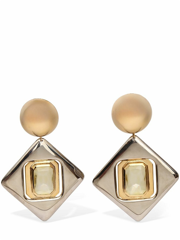 Photo: SAINT LAURENT Geometric Brass & Resin Drop Earrings