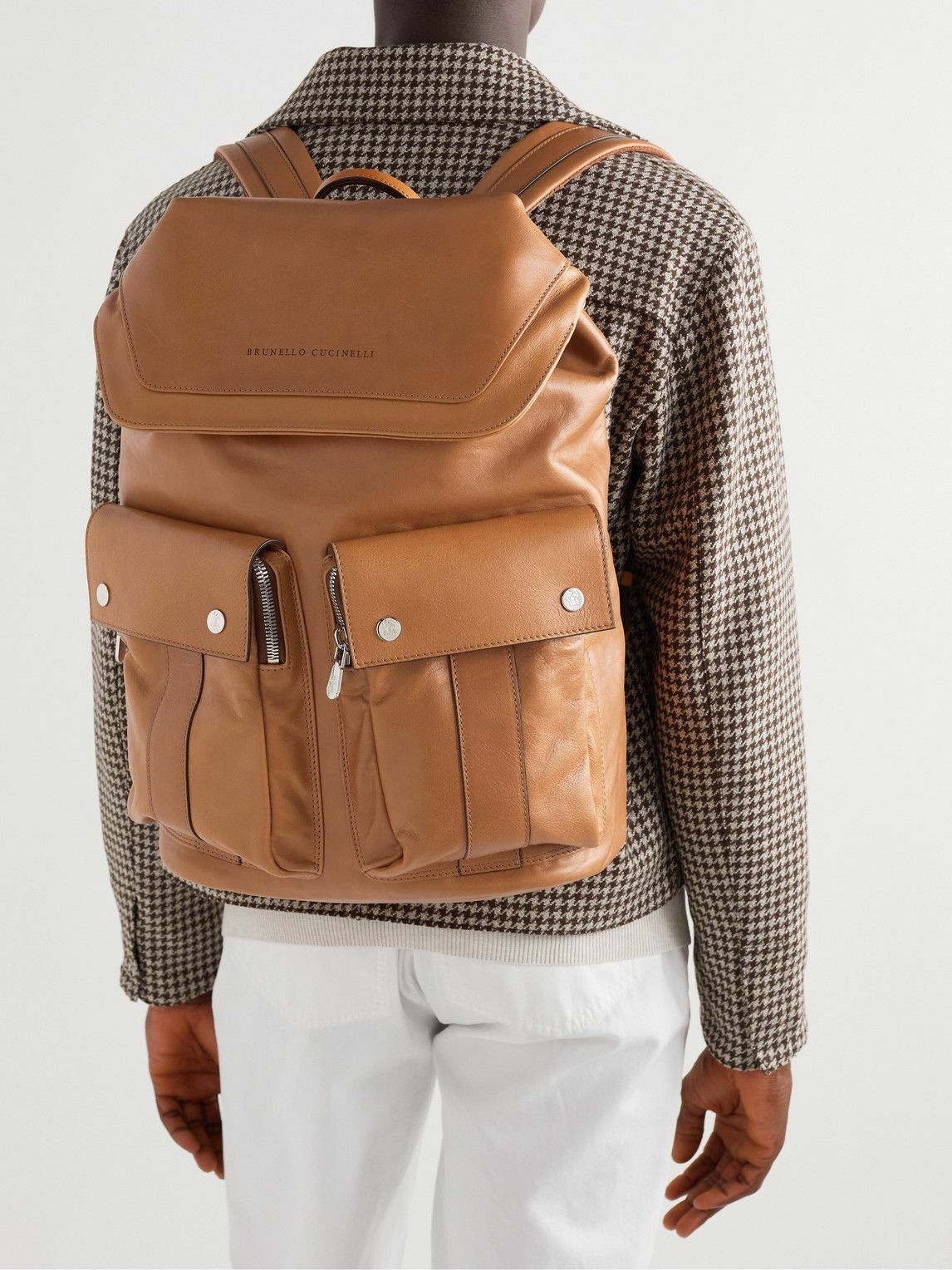 BRUNELLO CUCINELLI Logo-Debossed Leather Backpack for Men in 2023
