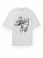 Off-White - Oversized Embroidered Cotton-Jersey T-Shirt - White