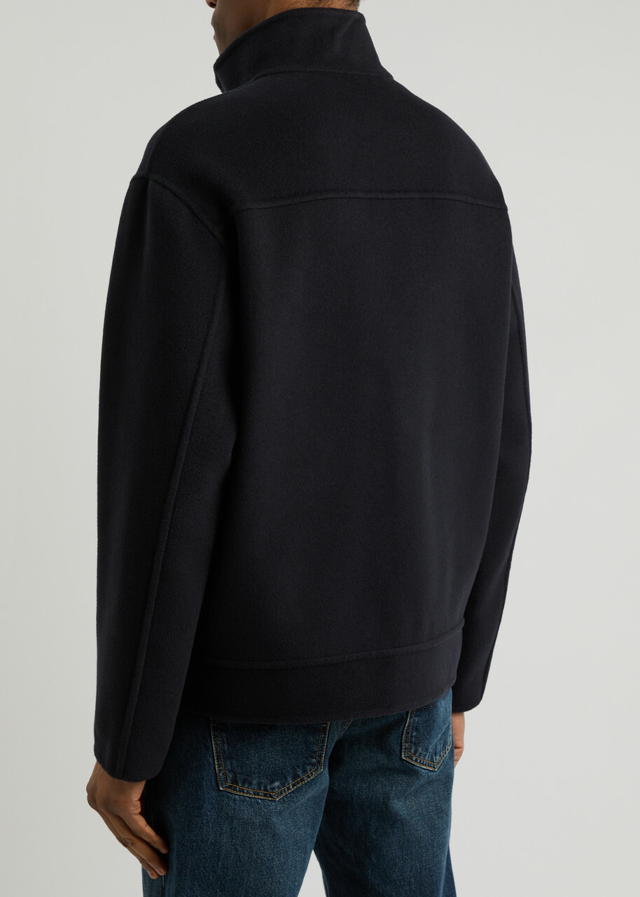 Emporio Armani Wool and Cashmere-blend Coat Navy