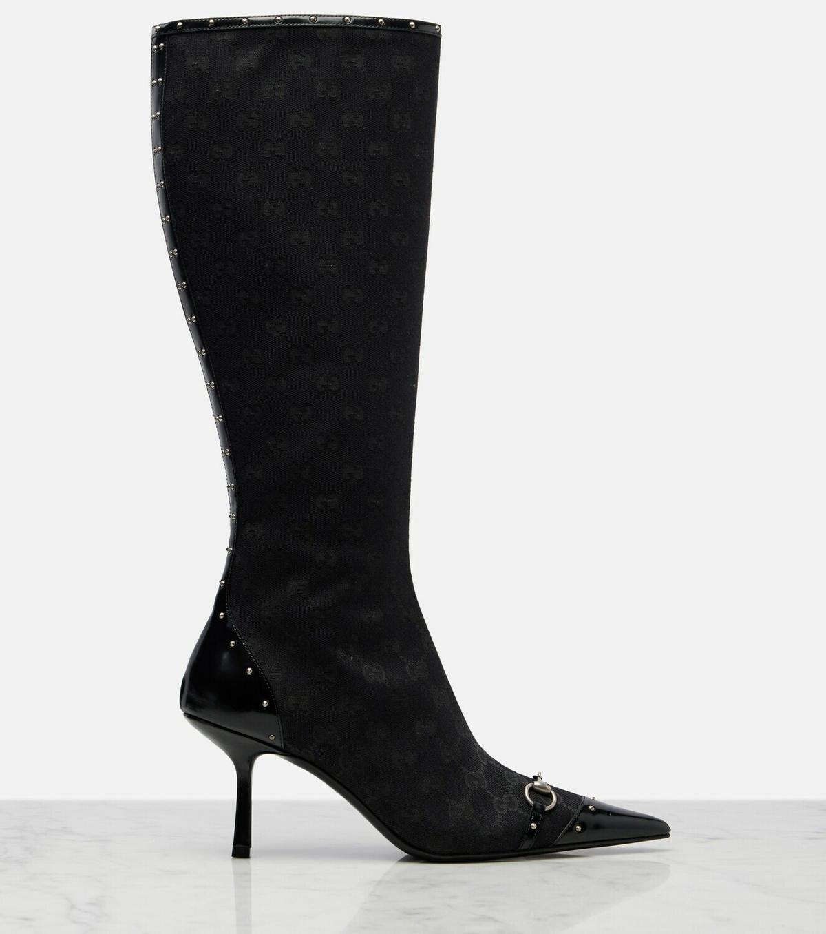 Gucci Savoy Horsebit GG canvas knee-high boots