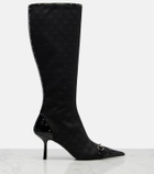 Gucci Savoy Horsebit GG canvas knee-high boots
