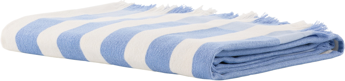 Tekla Blue & Off-White Striped Beach Towel