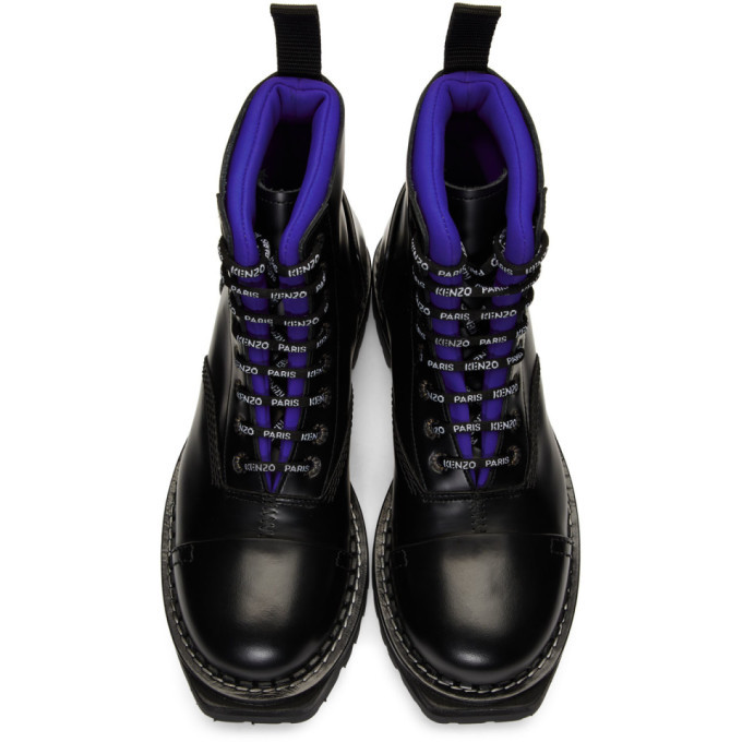Kenzo Black Kamden Lace-Up Boots Kenzo