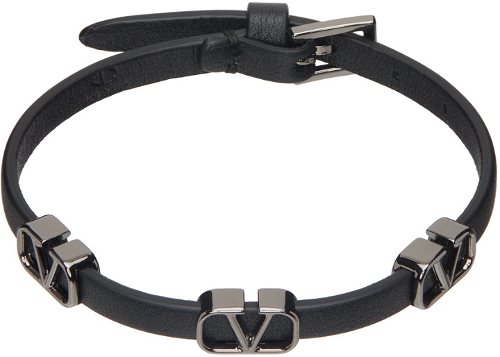 Photo: Valentino Garavani Black VLogo Signature Leather Bracelet