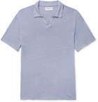 Officine Générale - Simon Garment-Dyed Linen Polo Shirt - Blue