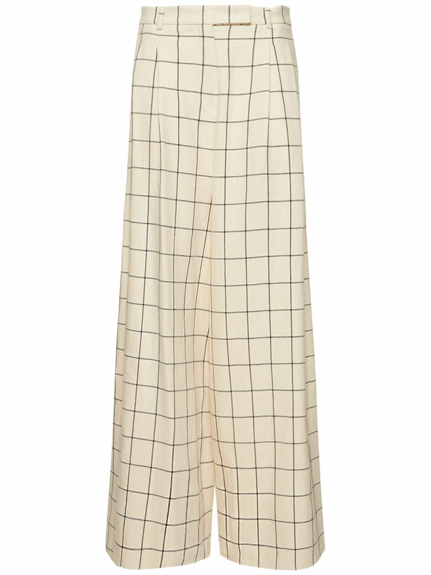 Photo: ROCHAS Macro Check Canvas Wide Pants