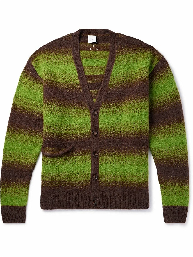 Photo: Pop Trading Company - Striped Woven Cardigan - Brown