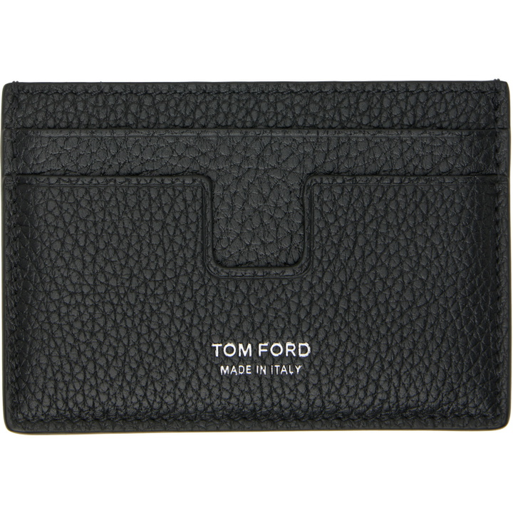 Photo: TOM FORD Black Grain Leather Classic Card Holder
