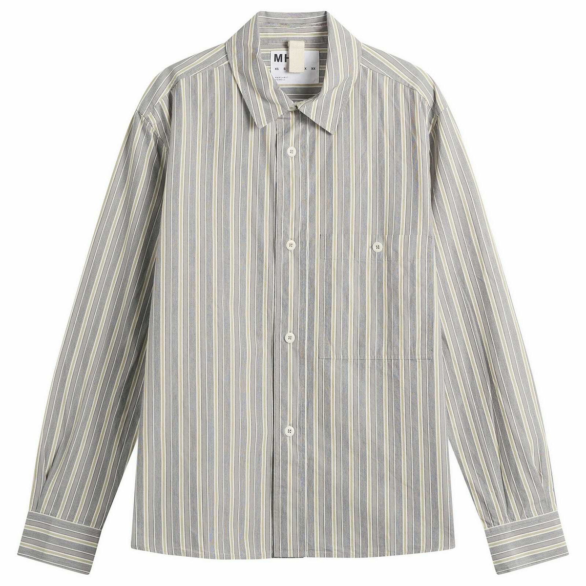 MHL by Margaret Howell Men's Overall Shirt in Off White/Grey/Zest