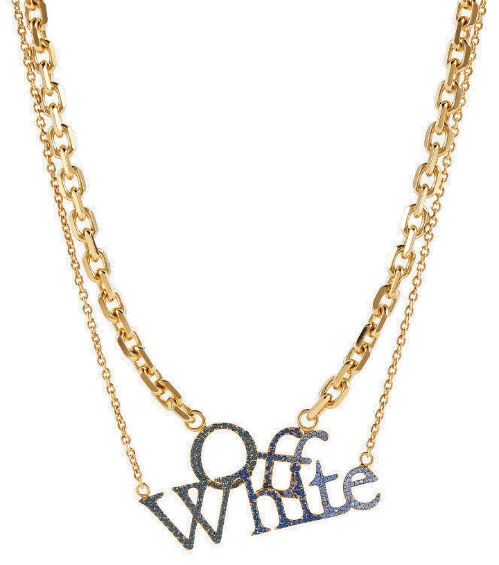 Photo: Off-White - Logo pavé crystal-embellished necklace