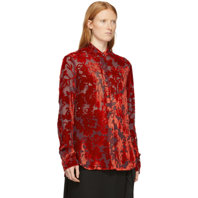 Ann Demeulemeester Red Floral Elma Shirt Ann Demeulemeester