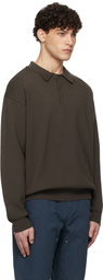 Uniform Bridge Brown Collar L/S Knit Polo
