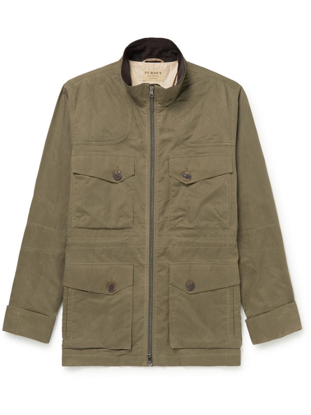 Photo: PURDEY - Hanning Corduroy-Trimmed Dry Wax Cotton Jacket - Green