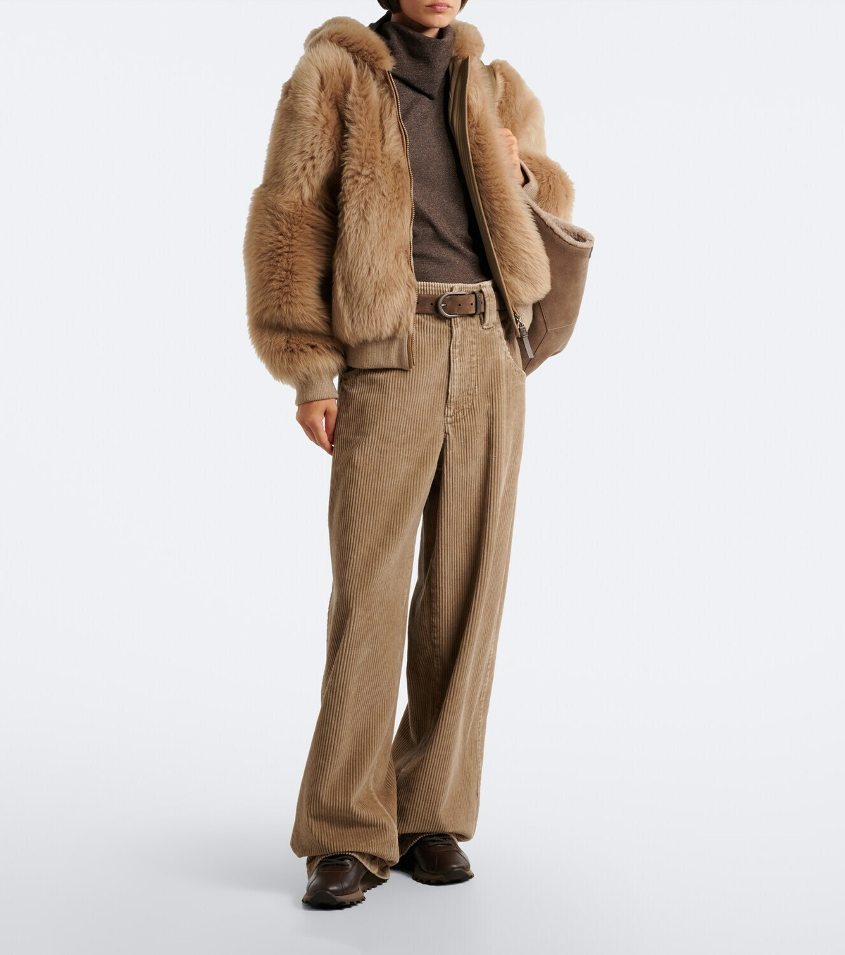 Brunello Cucinelli Monili shearling-trimmed leather sneakers