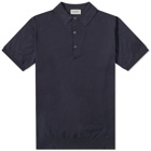 John Smedley Men's Adrian Cotton Knitted Polo Shirt in Navy
