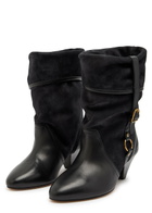 Isabel Marant étoile Darner Buckle Suede Mid-calf Boots Black