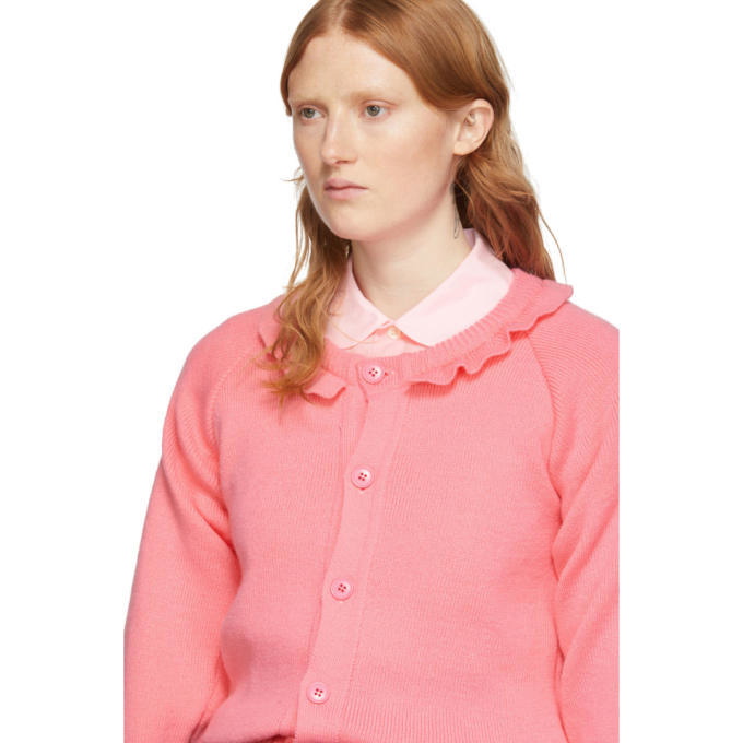 Comme des Garcons Girl Pink Lochaven Of Scotland Edition Ruffle Neck  Cardigan