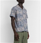 The Workers Club - Camp-Collar Printed Cotton Shirt - Blue