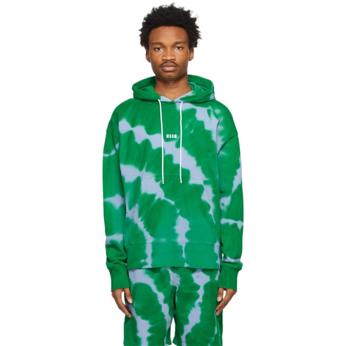 Photo: MSGM Green and Purple French Terry Tie-Dye Hoodie