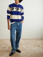 Valentino Garavani - Striped Jacquard-Knit Wool Sweater - Blue