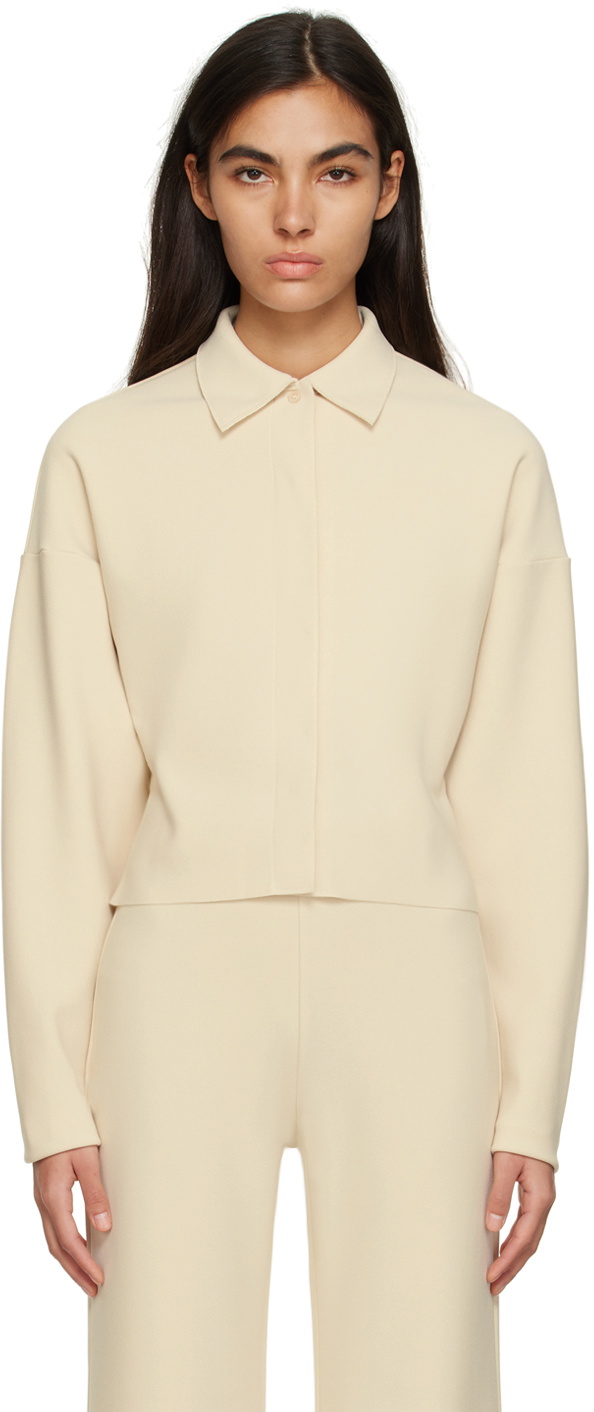 Birrot Off-White Cropped Cardigan