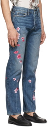 Rhude Blue Embroidered Jeans