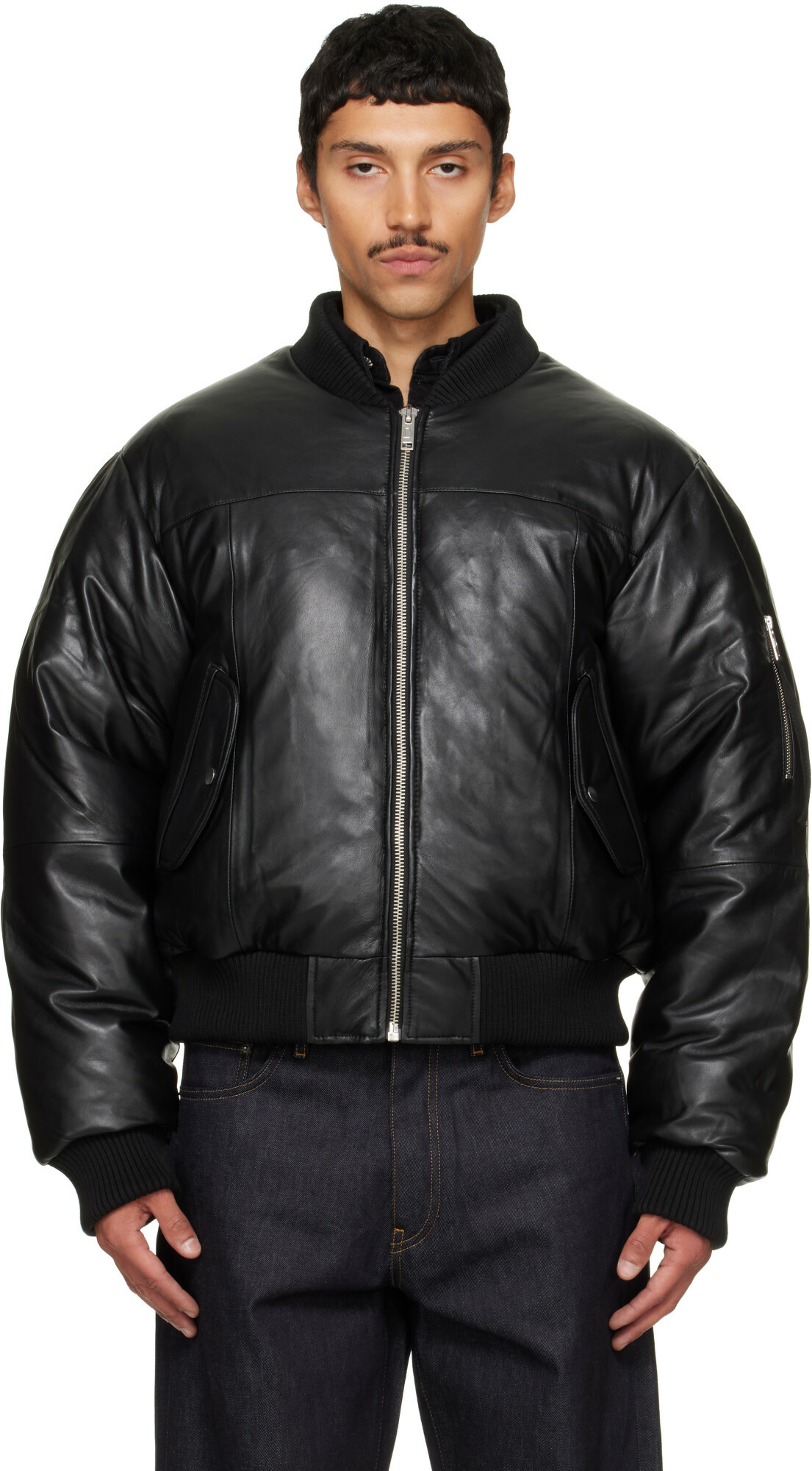 Deadwood Black Bofinger Oversized Padded Leather Jacket