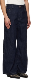 NULLUS Navy Arrows Pocket Selvedge Jeans