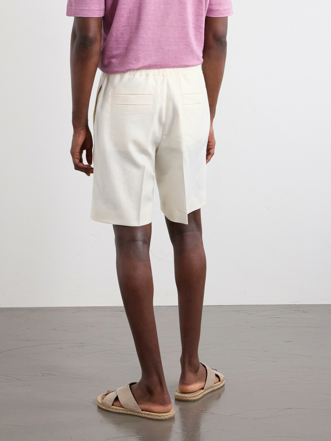 Zegna - Straight-Leg Pleated Linen Drawstring Shorts - White