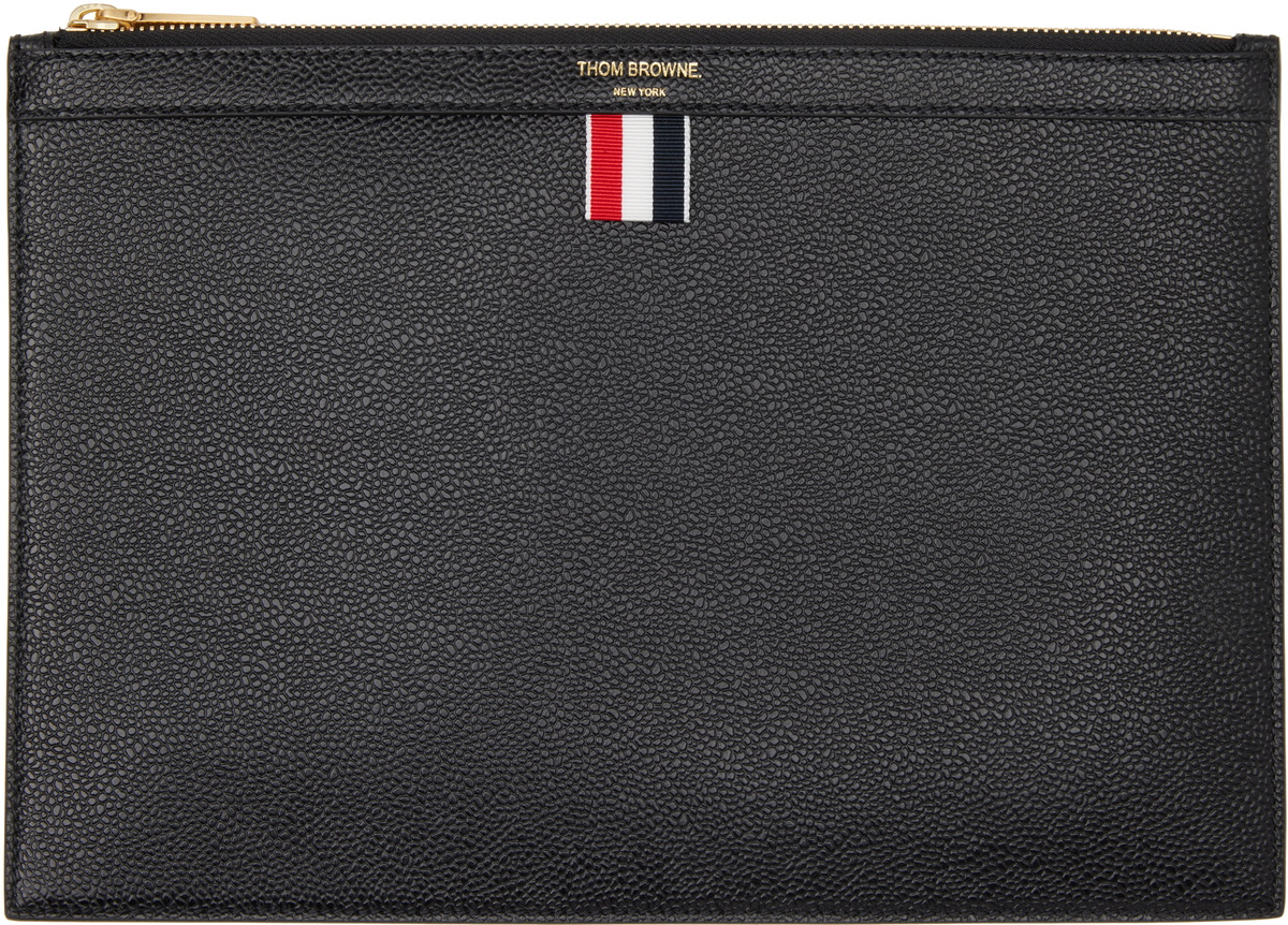 Thom Browne Black Logo-Stamp Leather Document Holder