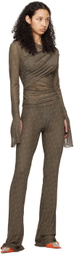 Jade Cropper Khaki Draped Long Sleeve T-Shirt