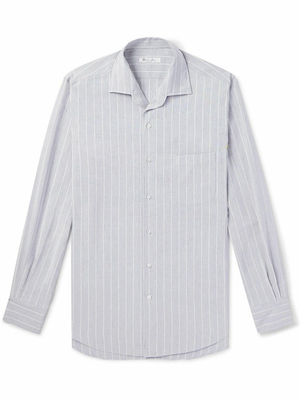 Photo: Loro Piana - Andre Camp-Collar Striped Linen and Silk-Blend Shirt - Blue