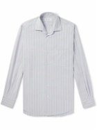 Loro Piana - Andre Camp-Collar Striped Linen and Silk-Blend Shirt - Blue